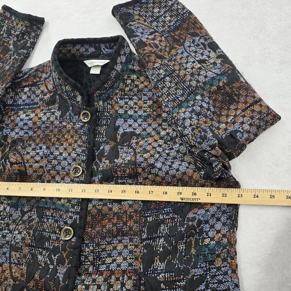 Christopher & Banks Tapestry Jacket XL Metal Buttons Multicolor Textured Artsy - Picture 8 of 8
